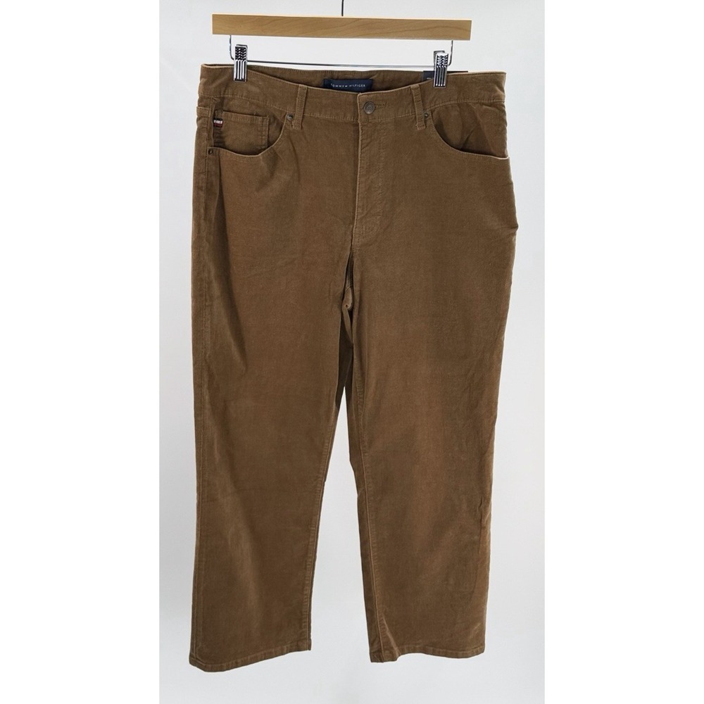 Tommy Hilfiger Women's Tribeca Straight Ankle Heritage Corduroy Brown Size 14